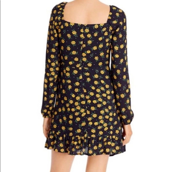 Lost & Wander Outpost Mini black sunflower dress button down long sleeve ruching - Picture 2 of 16